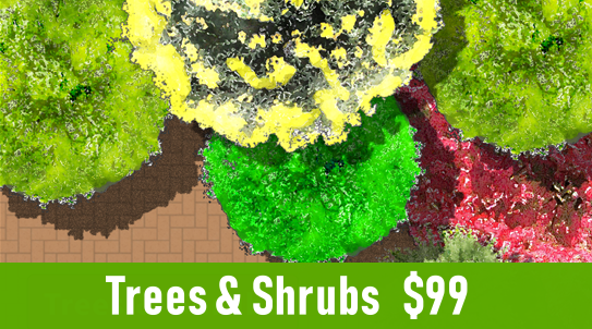 Trees and shrubs 2d top view images